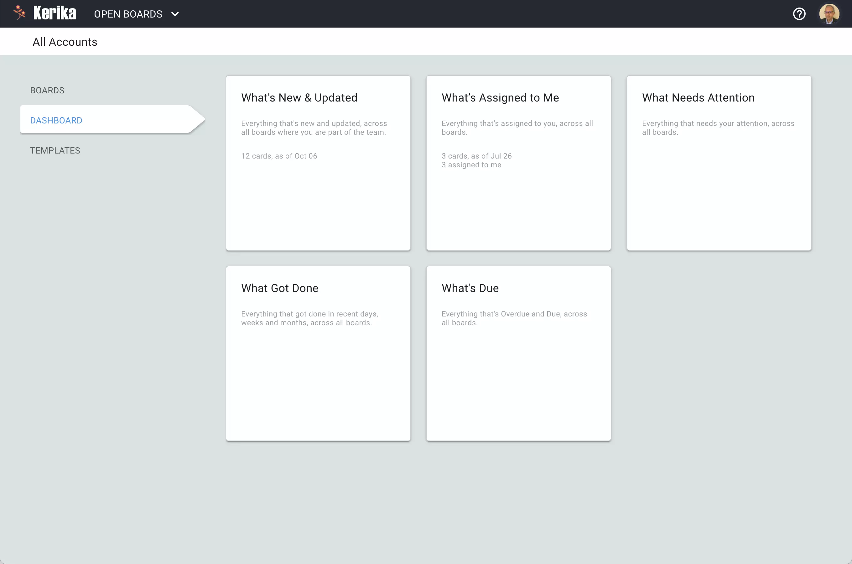 A Dashboard make sure you don't miss a thing