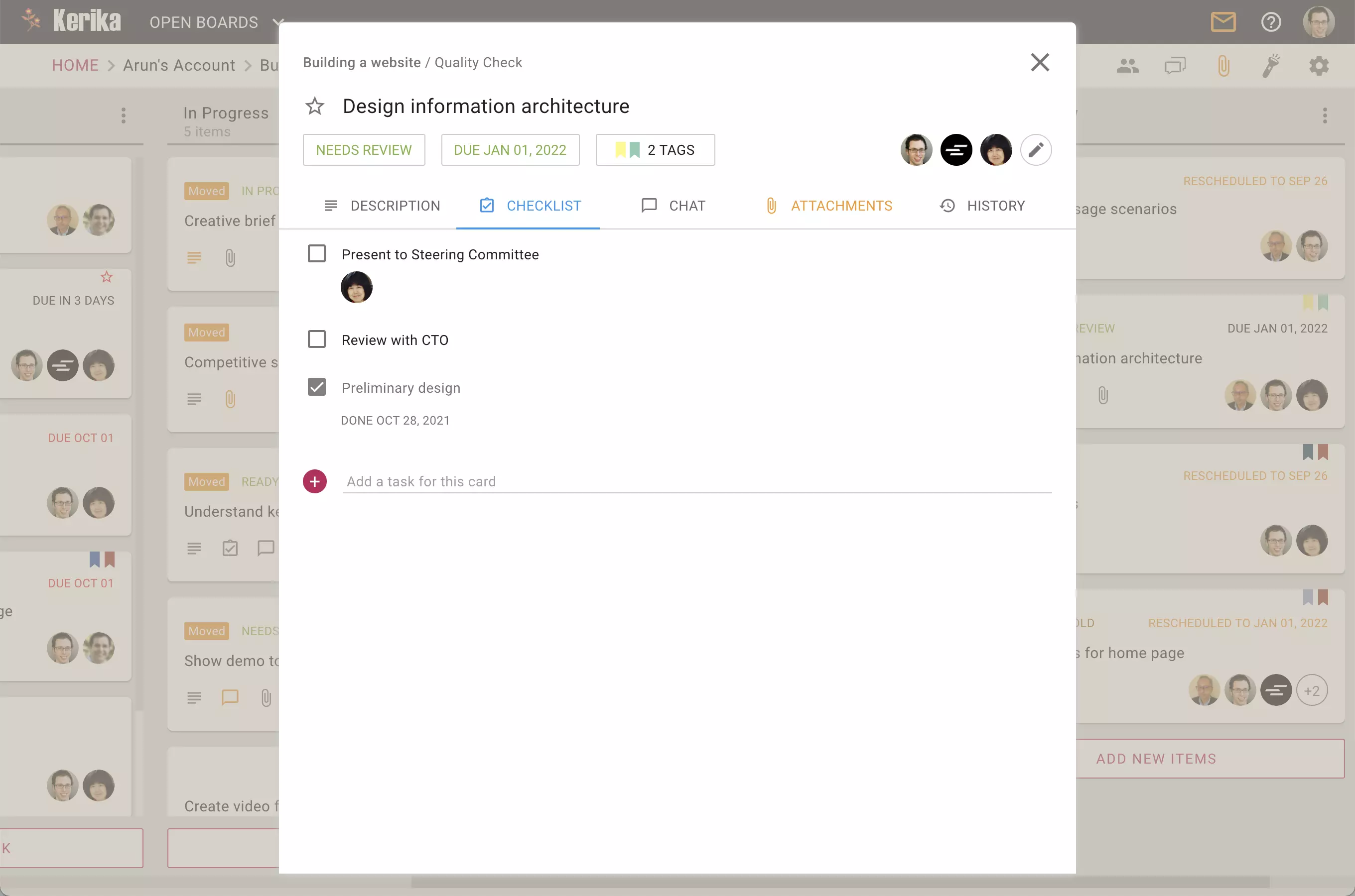 Track subtasks.