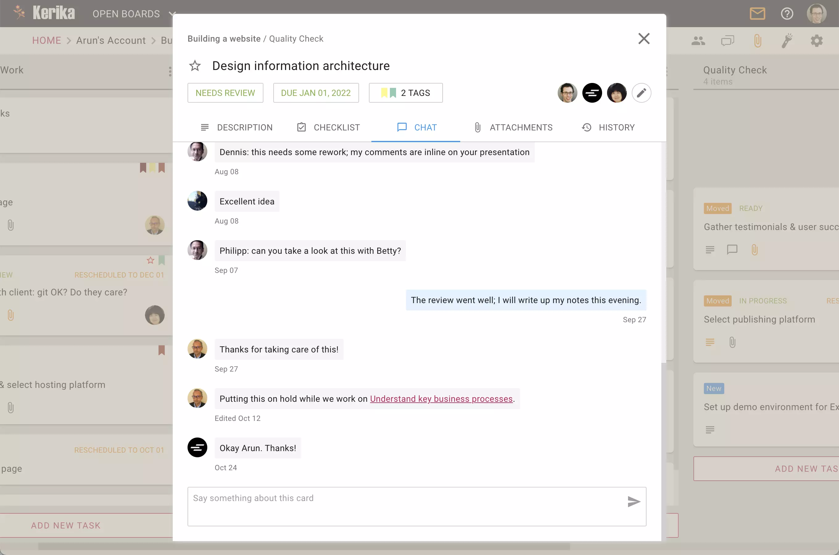 Chat, right on your tasks.