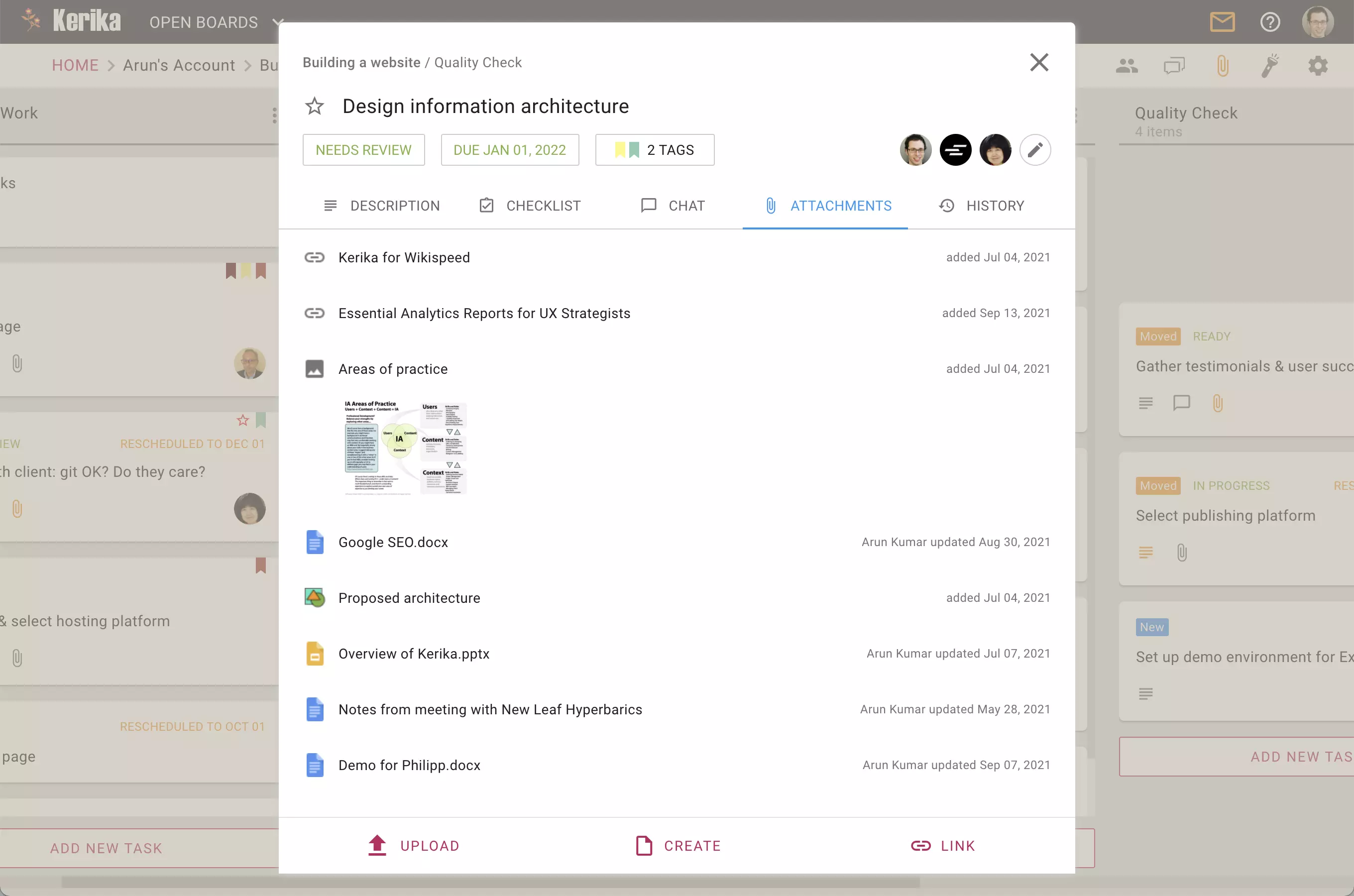Attach files and Web content to your tasks.